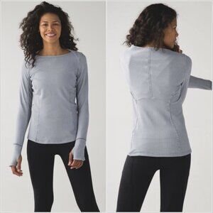 Lululemon Herringbone Long Sleeve Zip Pocket Top Sz 6 Reflective Top Thumb holes